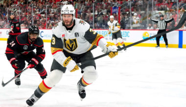 McNabb hit in face with puck, leaves Game 2 loss for Golden Knights