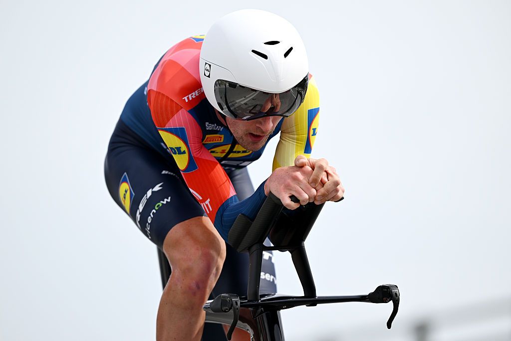 MASSA, ITALY - MAY 19: Derek Gee-West of Canada and Team Lidl - Trek competes during the 109th Giro d&amp;apos;Italia 2026, Stage 10 a 42km individual time trial stage from Viareggio to Massa / #UCIWT / on May 19, 2026 in Massa, Italy. (Photo by Dario Belingheri/Getty Images)