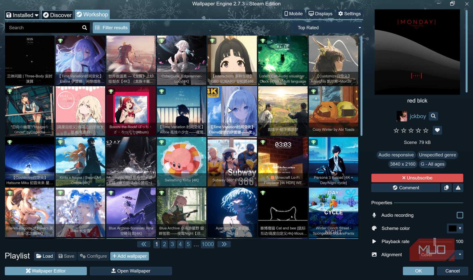 Wallpaper Engine steam workshop page.