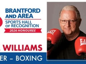 Bill Williams will be inducted into the Brantford and Area Sports Hall of Recognition as an honouree (builder-boxing) during a ceremony on June 10.