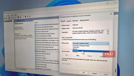 Windows search service on desktop