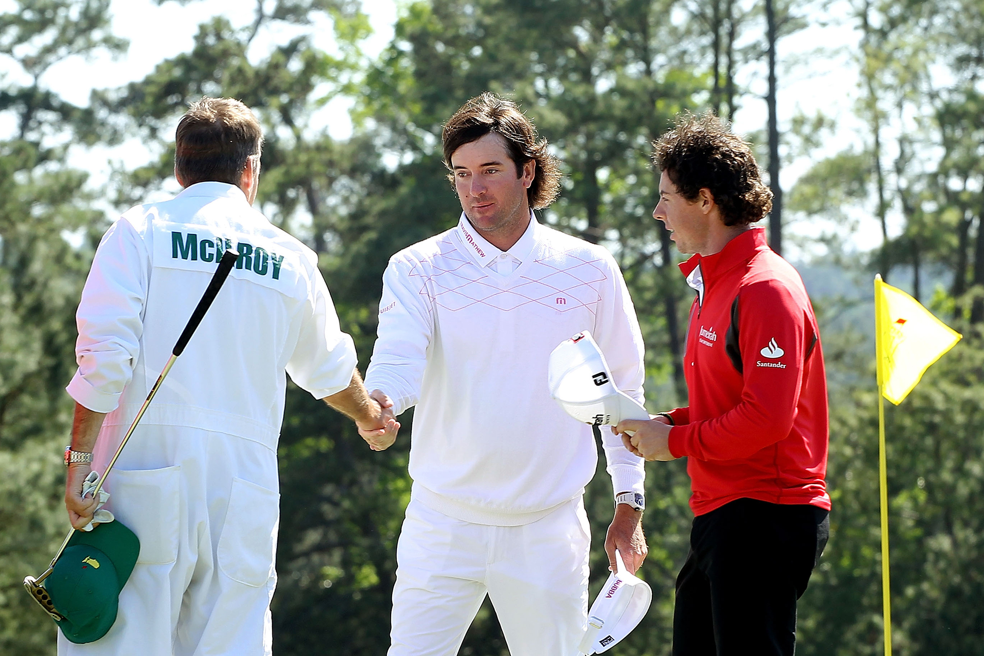 Rory McIlroy and Bubba Watson on the green together at The Masters in 2012