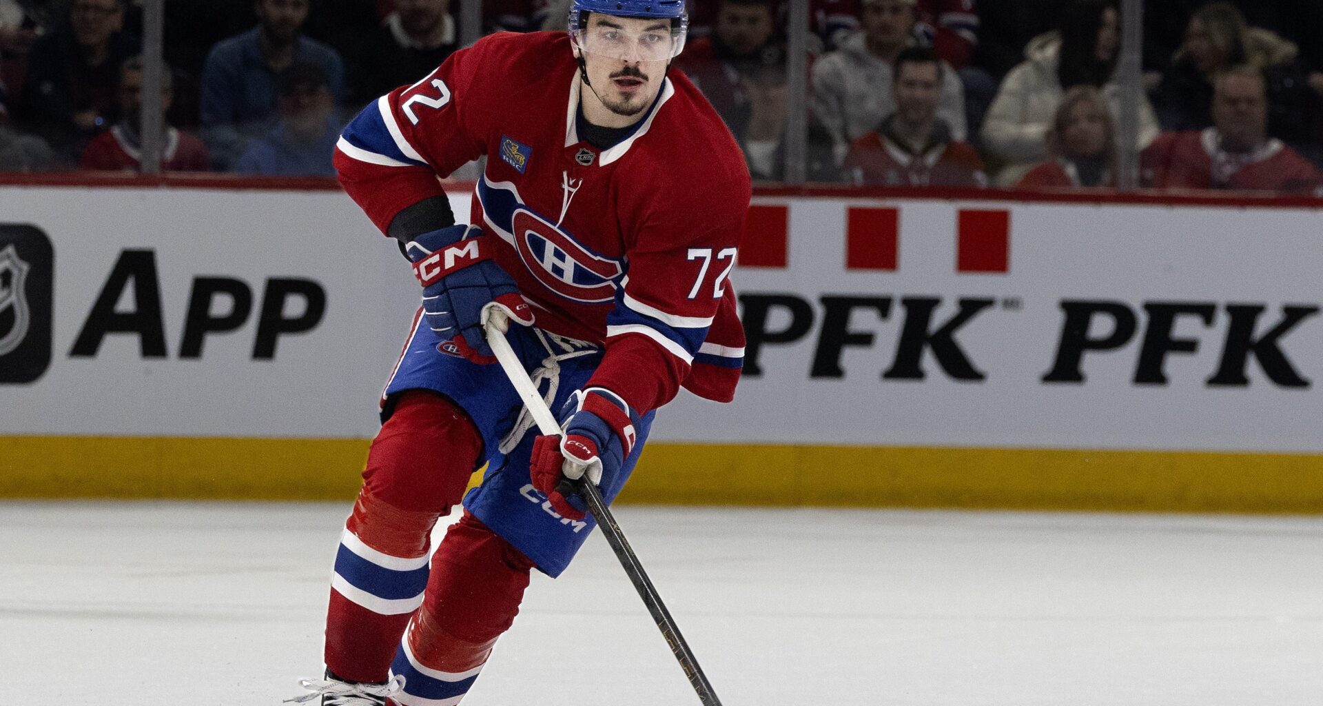 Montreal Canadiens defenceman Arber Xhekaj (72) during 3rd period NHL action in Montreal, on Wednesday, January 7, 2026.