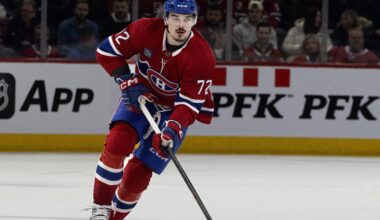 Montreal Canadiens defenceman Arber Xhekaj (72) during 3rd period NHL action in Montreal, on Wednesday, January 7, 2026.
