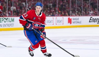 May 16, 2026; Montreal, Quebec, CAN; Montreal Canadiens right wing Ivan Demidov (93) plays the puck against the Buffalo Sabres during the first period in game six of the second round of the 2026 Stanley Cup Playoffs at Bell Centre. Mandatory Credit: David Kirouac-Imagn Images