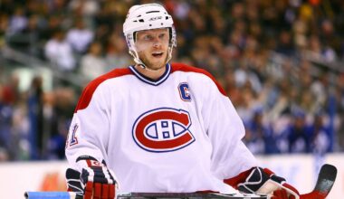 Jan 27, 2007; Toronto, ON, Canada; Montreal Canadiens center (11) Saku Koivu reacts to a call against the Toronto Maple Leafs at the Air Canada Centre in Toronto, ON. Mandatory Credit: Tom Szczerbowski-USA TODAY Sports