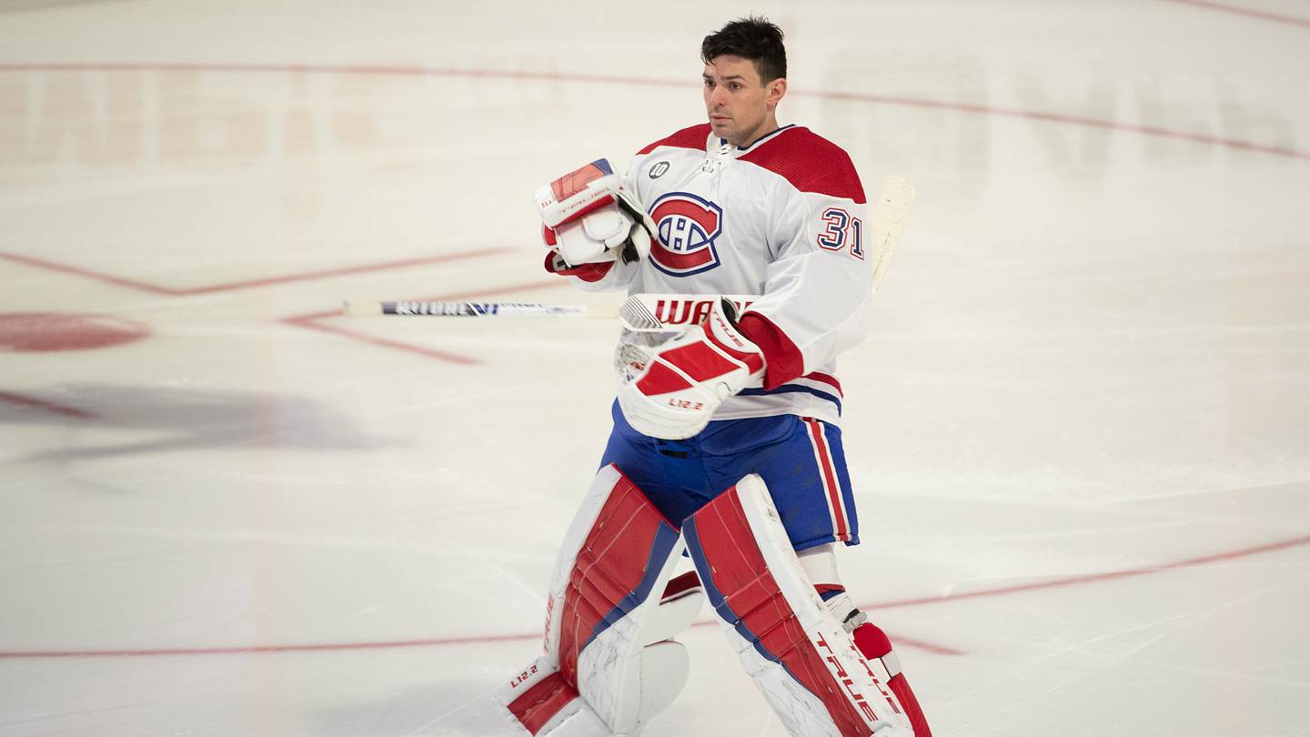 Apr 23, 2022; Ottawa, Ontario, CAN; Montreal Canadiens goalie Carey Price (31) skates prior to the start of the game against the Ottawa Senators at the Canadian Tire Centre. Mandatory Credit: Marc DesRosiers-USA TODAY Sports