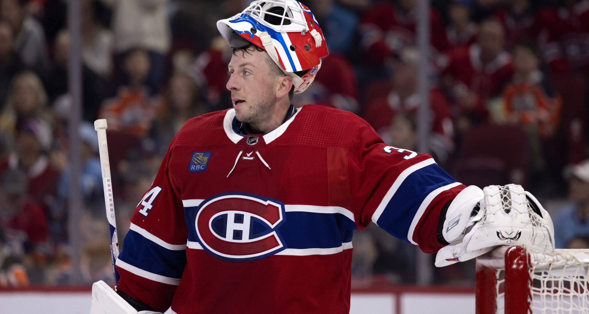 Montreal Canadiens goaltender Jake Allen (34) during 2nd period NHL action against the Edmonton Oilers in Montreal, on Sunday, February 12, 2023. (Allen McInnis / MONTREAL GAZETTE)