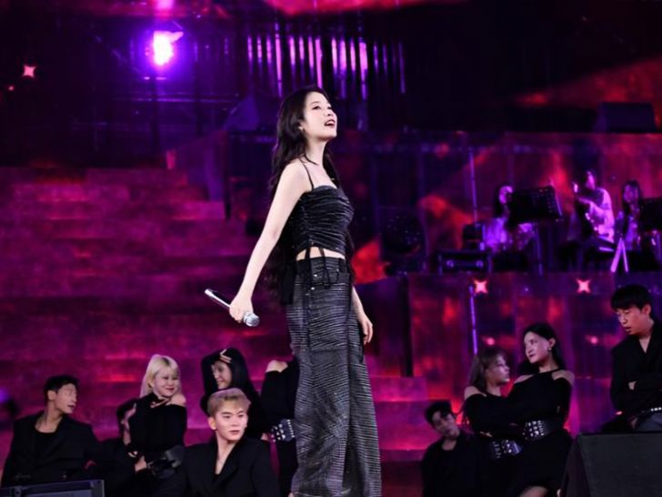IU performs during her concert at the Seoul World Cup Stadium in Seoul, Sept. 20, 2024. Courtesy of EDAM Entertainment