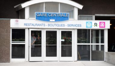 Exterior of Central Station showing heavy doors.