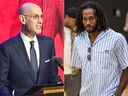 NBA commissioner Adam Silver (left) and Kawhi Leonard.