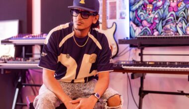 Music producer Alexander (A.C.) Castillo Vasquez in his home studio in Montreal.