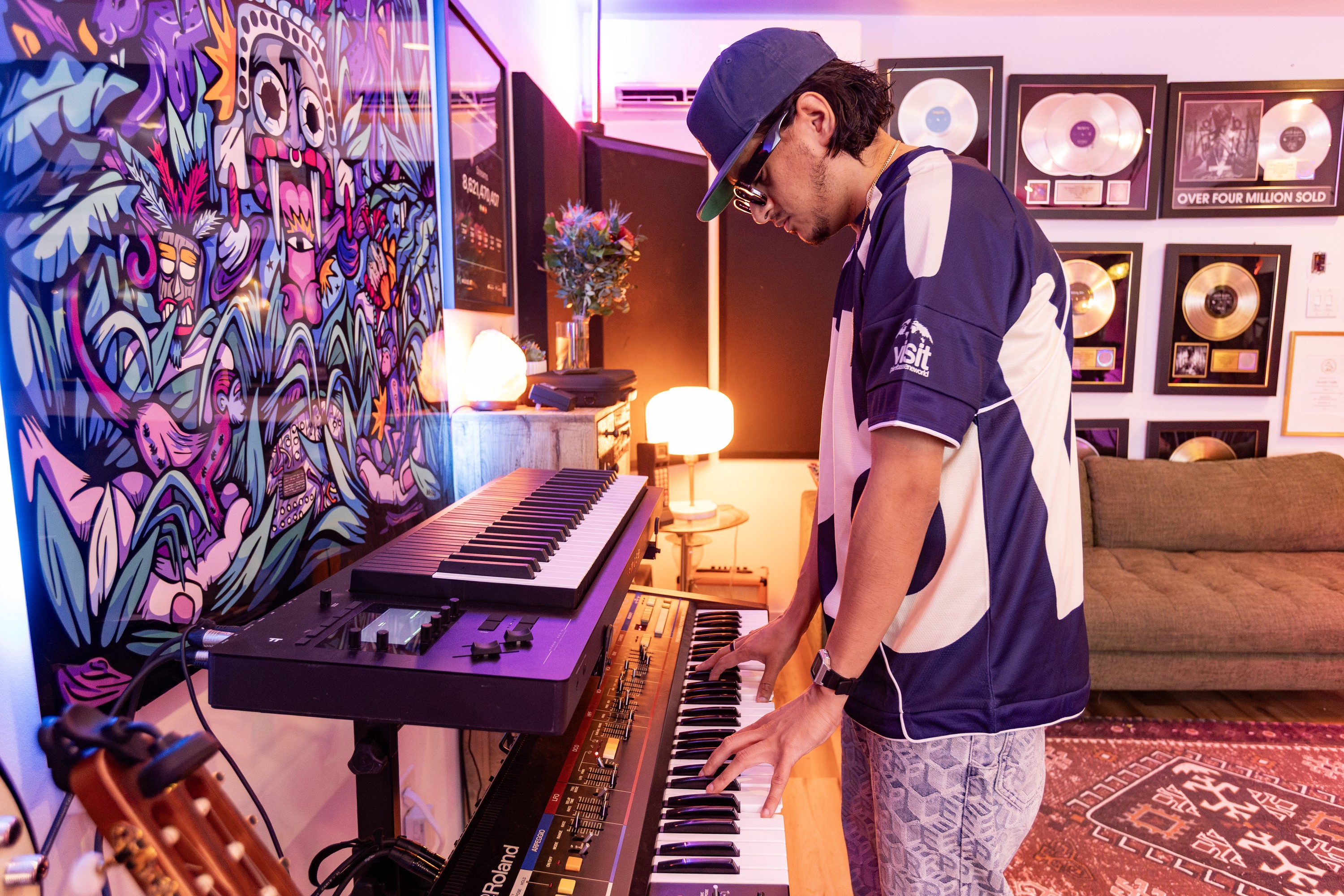Music producer Alexander (A. C. ) Castillo Vasquez in his home studio in Montreal, on Thursday, July 16, 2026. Vasquez cowrote and coproduced Dai Dai, the World Cup theme song by Shakira.