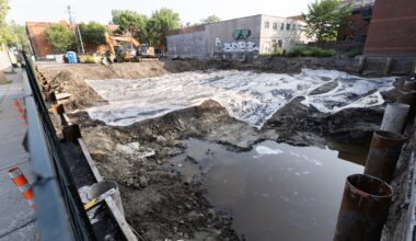 construction site on the corner of Island and Augustin-Cantin Sts. in Pointe-St-Charles is emanating a foul odour, leading to numerous complaints from local residents.