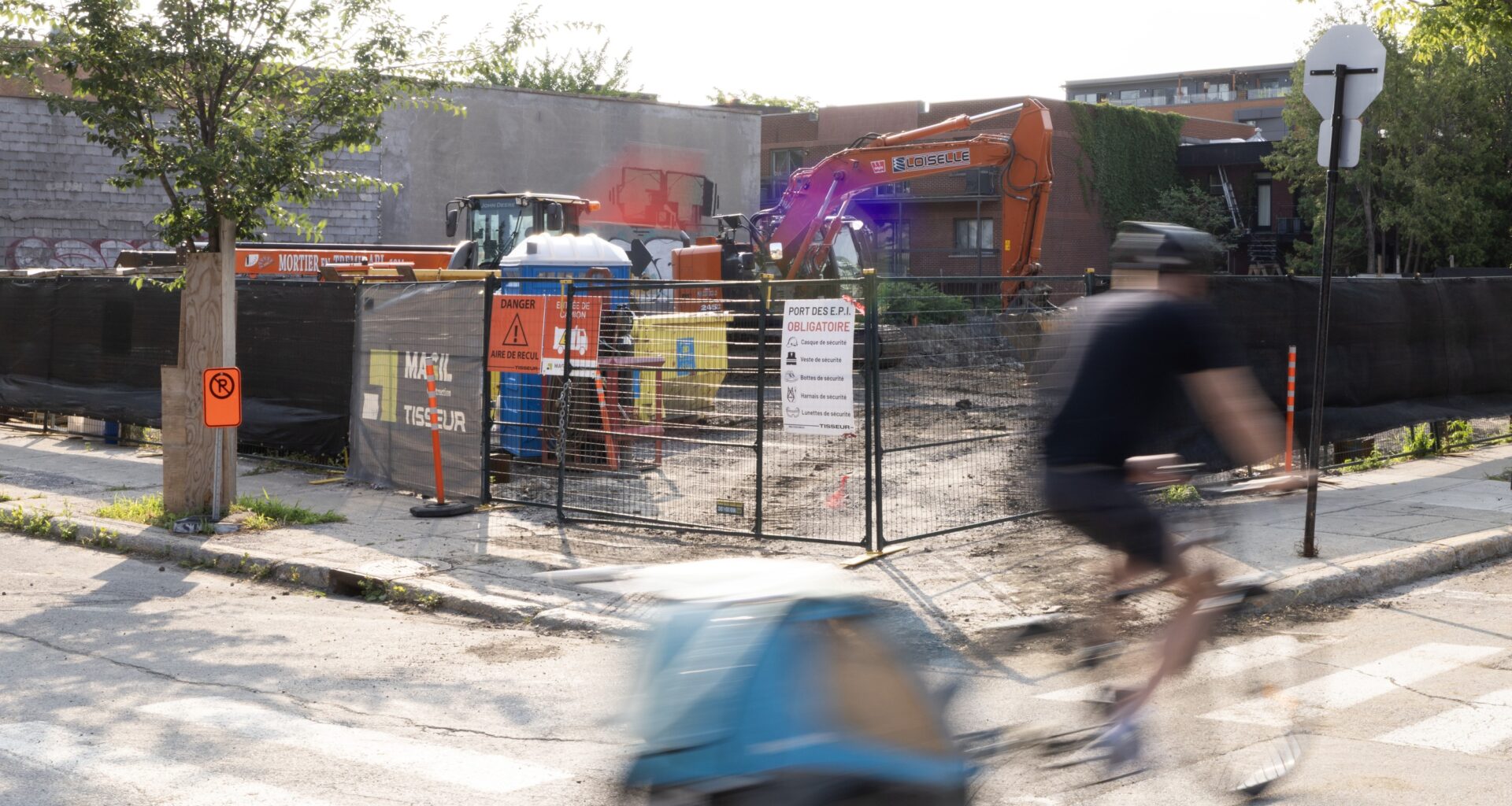 A construction site on the corner of Island St. and Augustin-Cantin St. in Pointe-St-Charles is emanating a foul odour, leading to numerous complaints from local residents Montreal, on Tuesday, July 21, 2026.