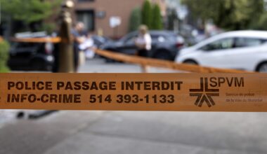 Montreal police tape at the scene off a crime.