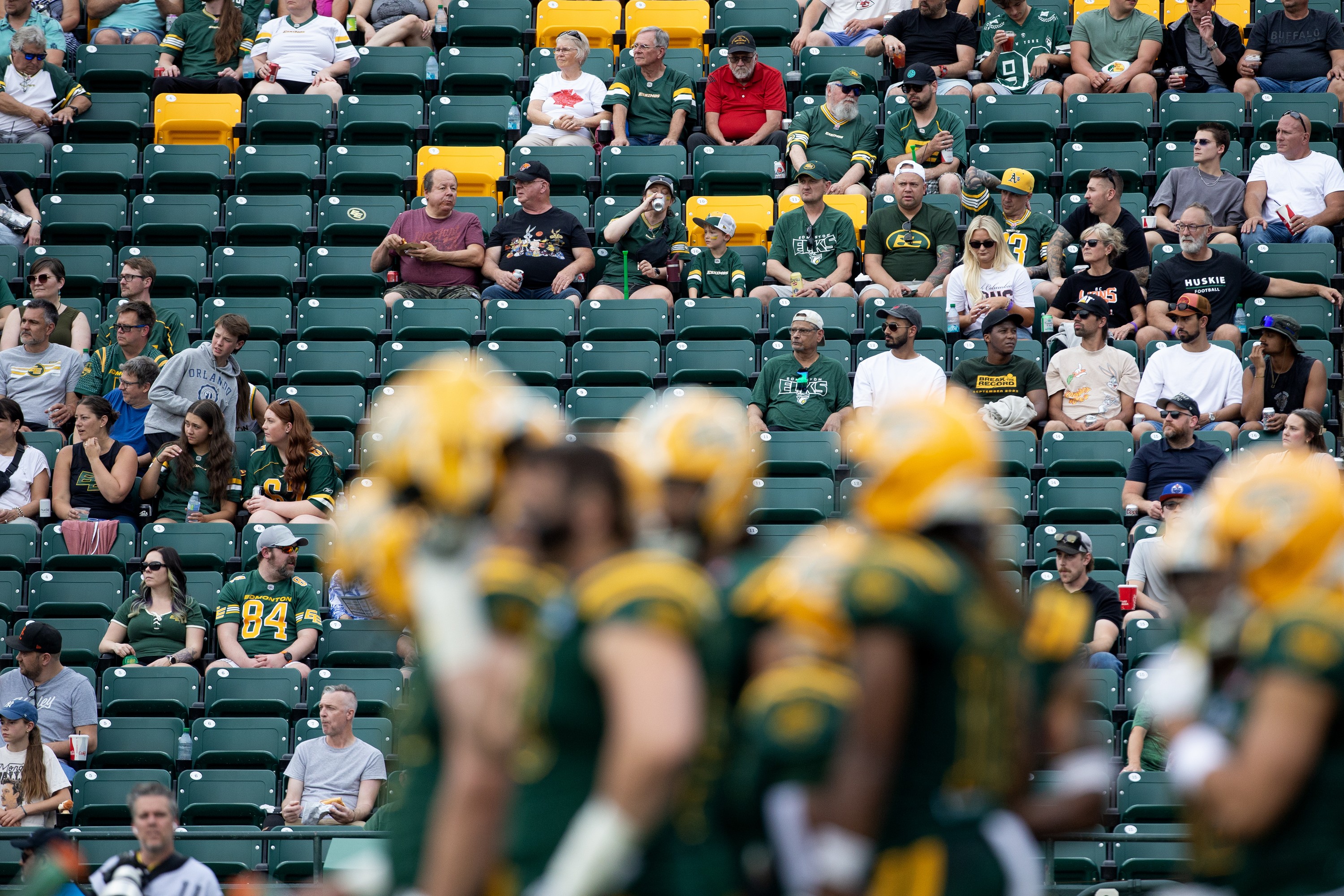 There were plenty of empty seats when the Elks hosted the BC Lions at Commonwealth Stadium in Edmonton on July 17.