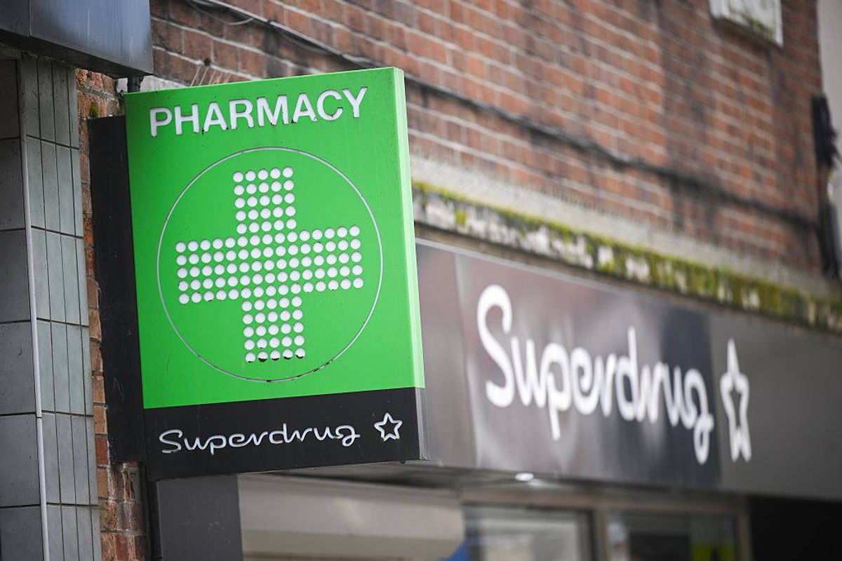 A general exterior view of a Superdrug store signage sign