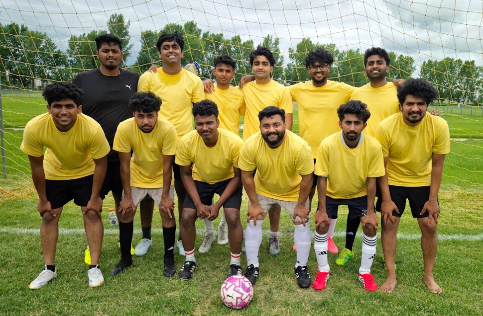 Representing the South Indian community, players paused for a team photo during the inaugural All Nations Soccer Day tournament. Submitted Photo/ Abosede Jogunosinmi