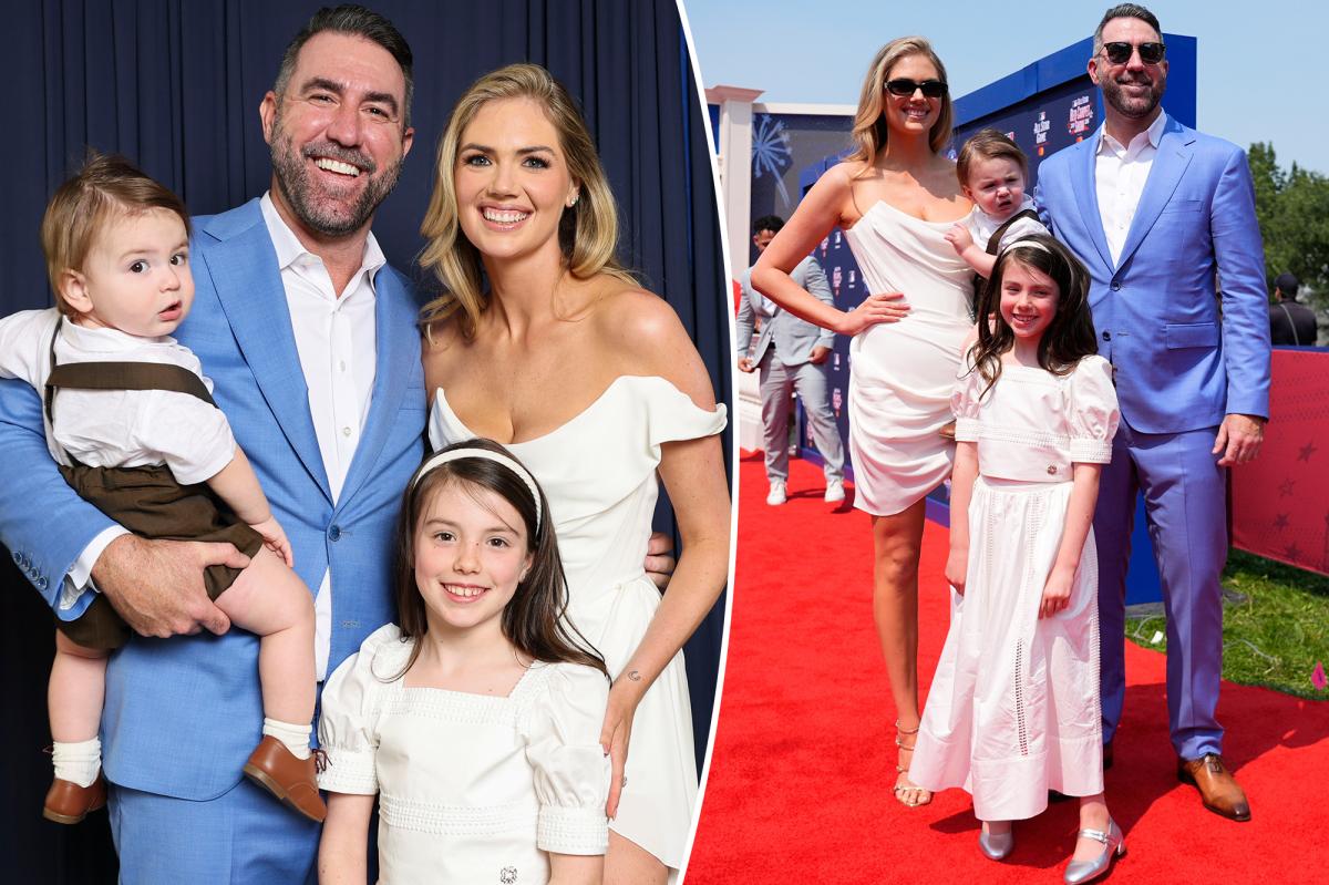 Kate Upton makes rare red carpet appearance with husband Justin Verlander and their two kids
