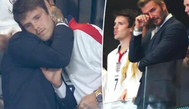 David Beckham's son Cruz comforts dad after England's World Cup loss
