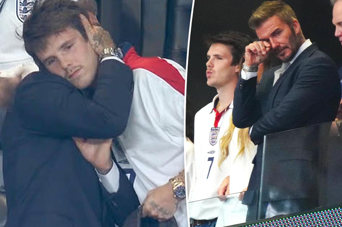 David Beckham's son Cruz comforts dad after England's World Cup loss