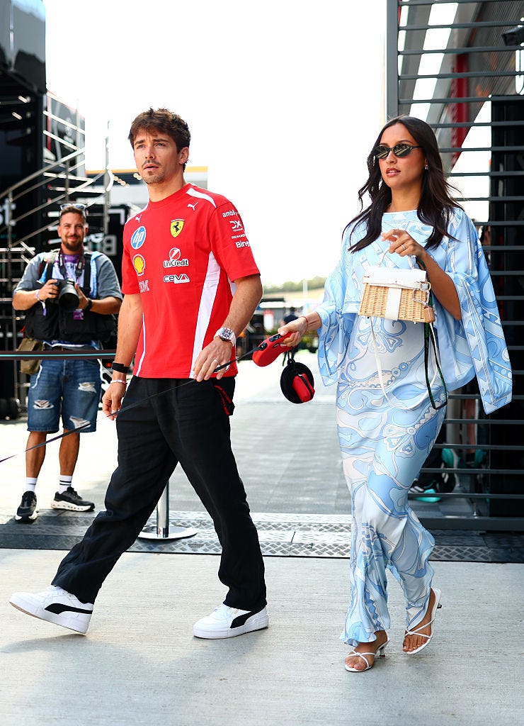 F1 Grand Prix of Hungary - Practice budapest, hungary july 24 charles leclerc of monaco and scuderia ferrari alexandra leclerc and leo arrive in the paddock prior to practice ahead of the f1 grand prix of hungary at hungaroring on july 24, 2026 in budapest, hungary photo by clive masongetty images