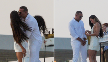 A-Rod Plants Lip Smacker on Beautiful Brunette at Michael Rubin's White Party