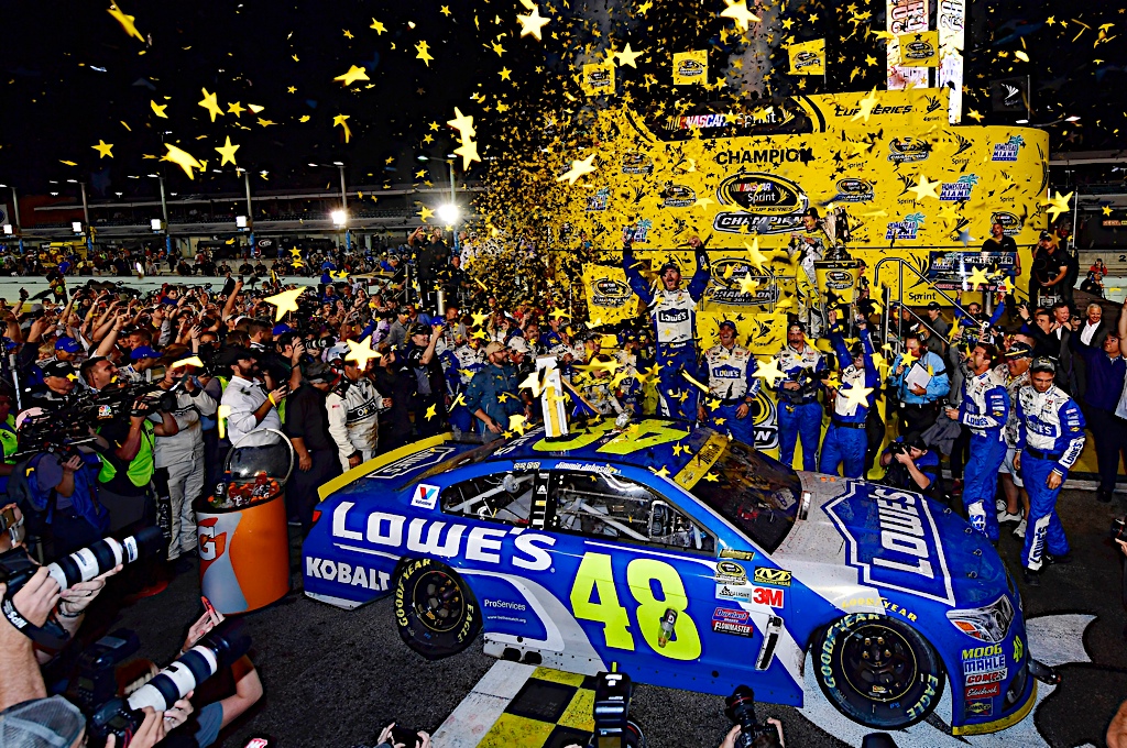 Credit: 18-20 November, 2016, Homestead, Florida USAJimmie Johnson celebrates winning the 2016 Sprint Cup Championship©2016, Logan WhittonNKP
