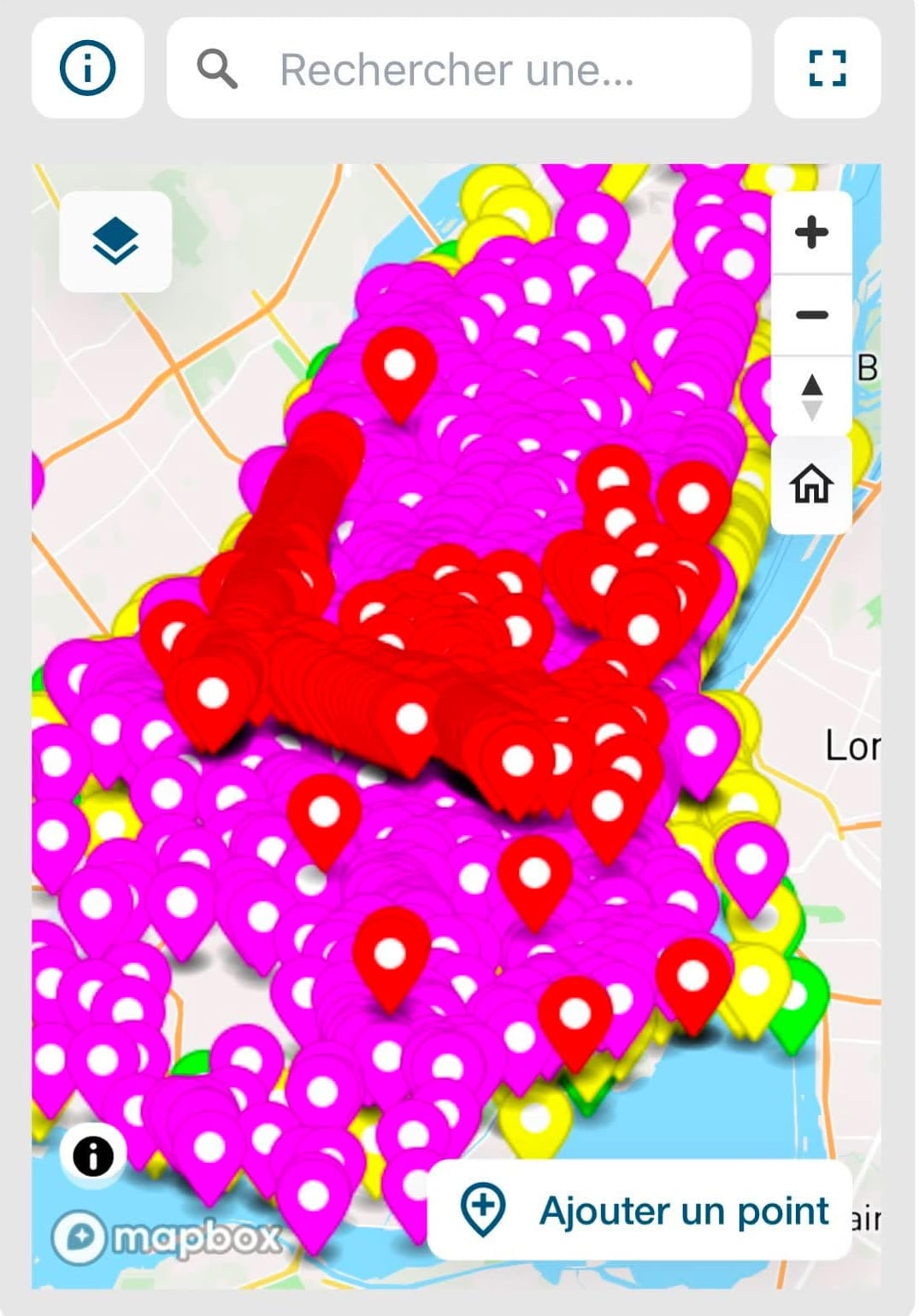 A screenshot of the interactive map over the weekend before it was removed