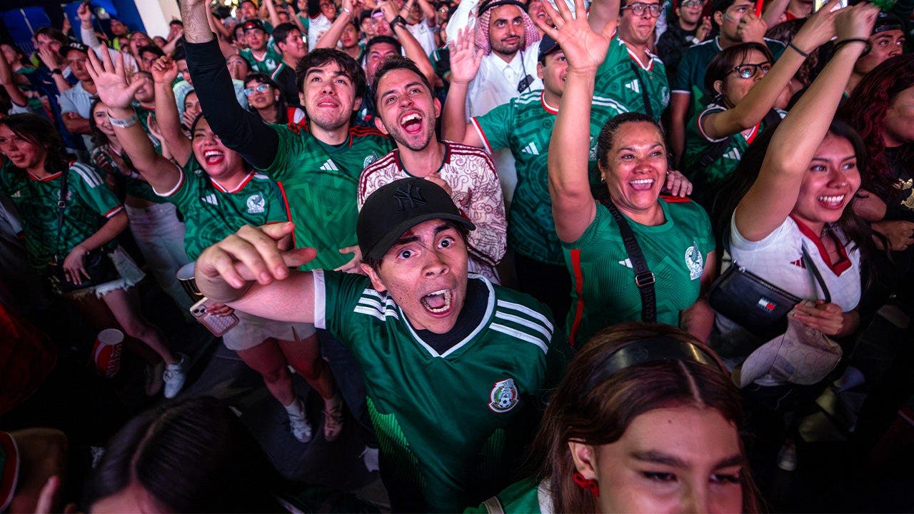 Mexican soccer fans celebrate advancing in the World Cup by wailing on each other in impromptu boxing match