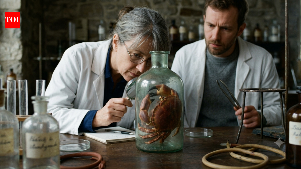 Trapped like the Salamander in a Japanese folktale, scientists study a crab that grew too big for its bottle