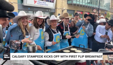 Calgary Stampede kicks off with 'First Flip Breakfast'