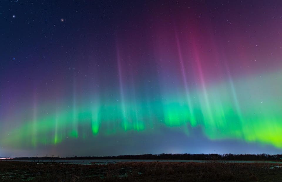 NOAA’s Space Weather Prediction Center has forecast up to G3-class geomagnetic storm conditions for Friday, July 3, through Saturday, July 4, with aurora most likely on the northern horizon in U.S. states close to the border with Canada. 