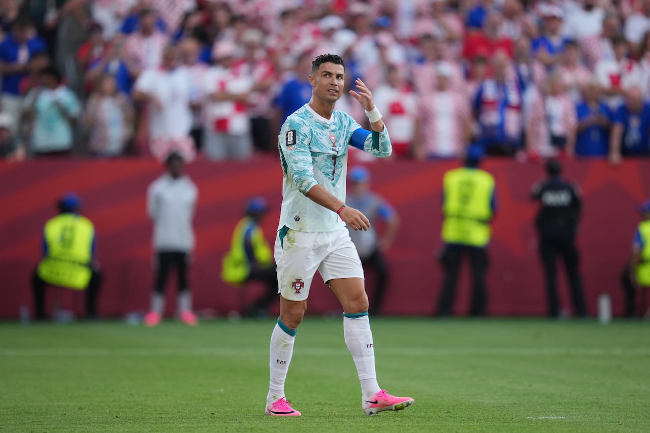 Portugal forward Cristiano Ronaldo (7) reacts to a missed opportunity during a 2026 FIFA World Cup Round of 32 match against Croatia, at Toronto Stadium, on July 2, 2026.