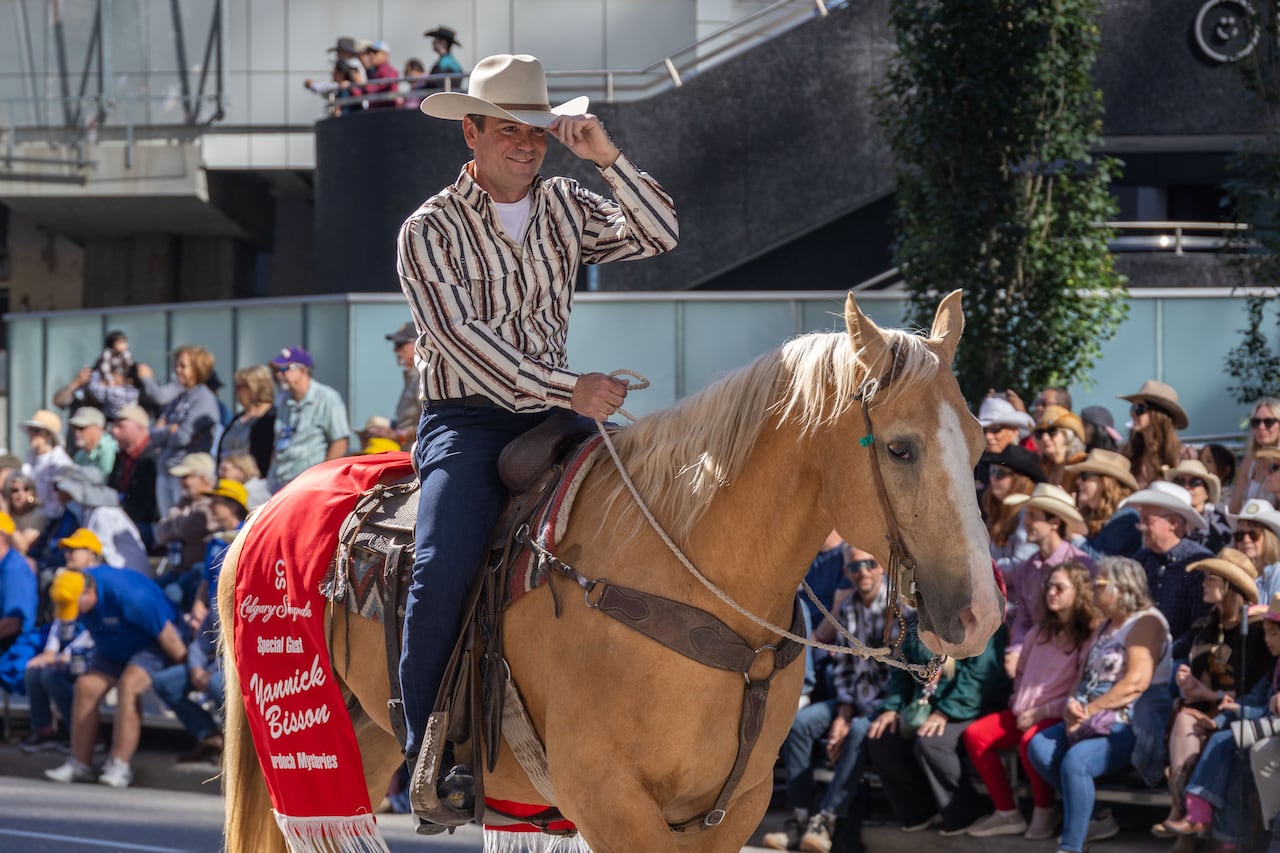 A man on horseback.