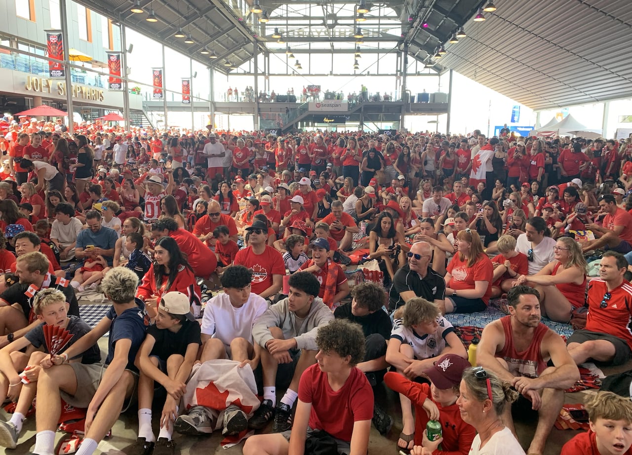 A group of soccer fans.