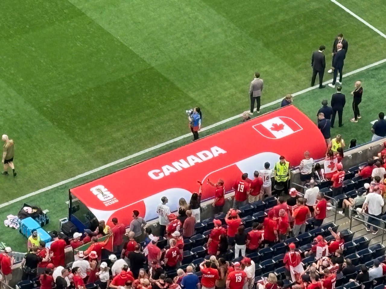 A soccer bench.
