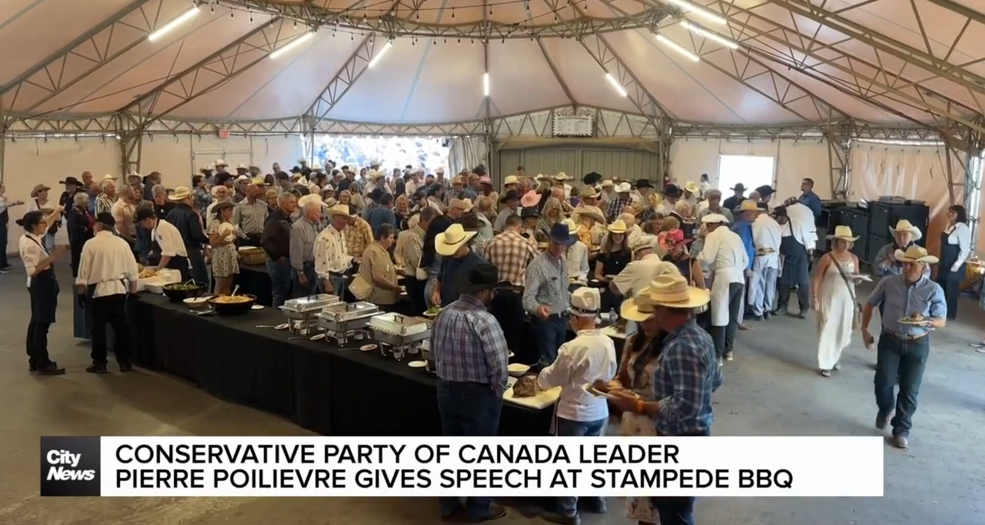 Conservative Party of Canada leader Pierre Poilievre gives speech at Stampede BBQ
