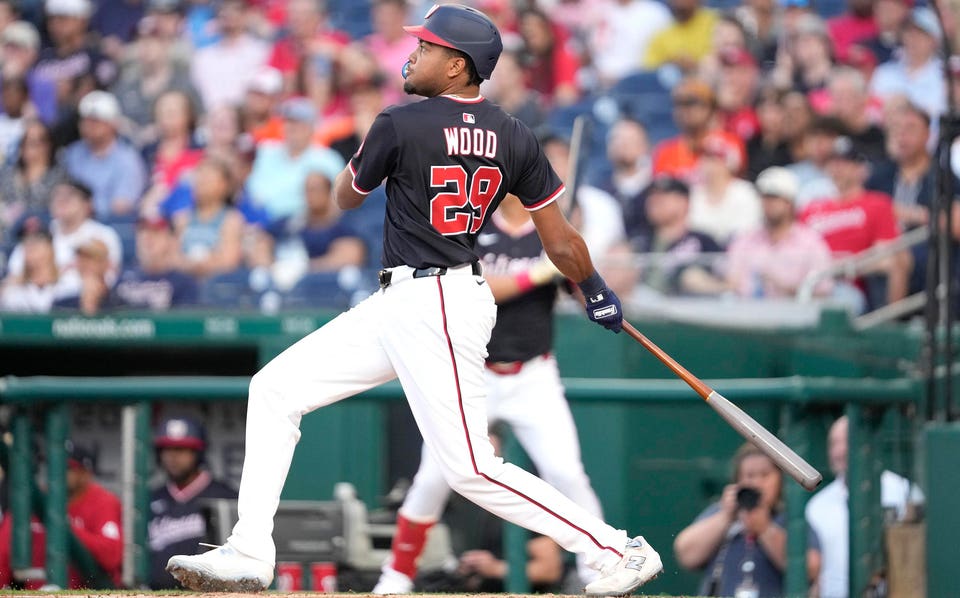 James Wood hits a home run.