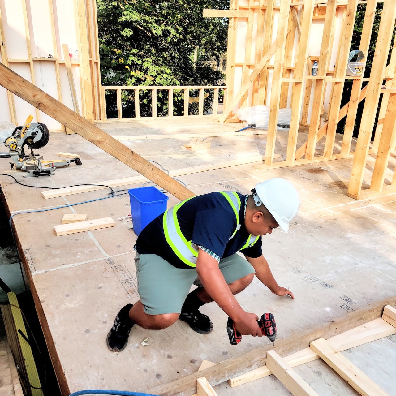 Joseph Geraghty's son, Evan, has been helping with the project. Geraghty says he's grateful for the companies that have donated materials and supplies to help with the construction.