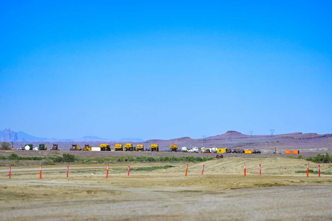Construction vehicles at the site of the Foxtail Flats solar energy project in New Mexico