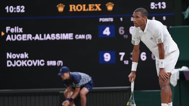 Canada's Auger-Aliassime loses 5-set marathon to Djokovic at Wimbledon quarterfinals