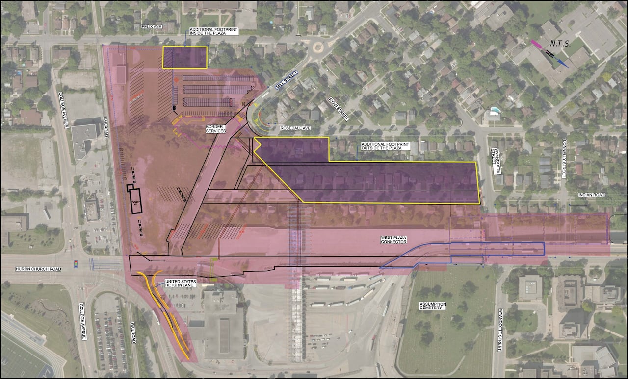 These plans show where the expanded truck plaza for the Ambassador Bridge will be built.