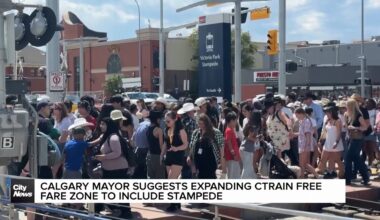 Calgary mayor suggests expanding CTrain Free fare zone to include Stampede