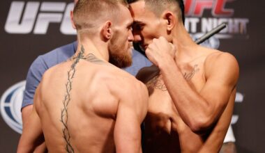 UFC 329 ceremonial weigh ins video, LIVE staredowns | McGregor vs. Holloway 2