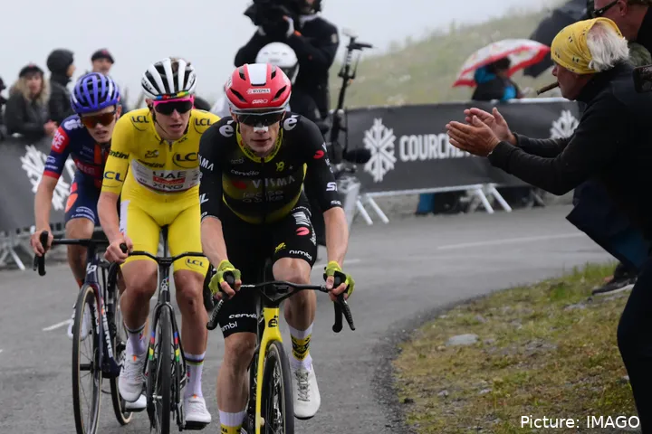 Jonas Vingegaard and Tadej Pogacar at the 2025 Tour de France