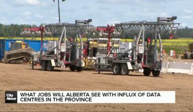How many jobs will Alberta see from Influx of date centres?