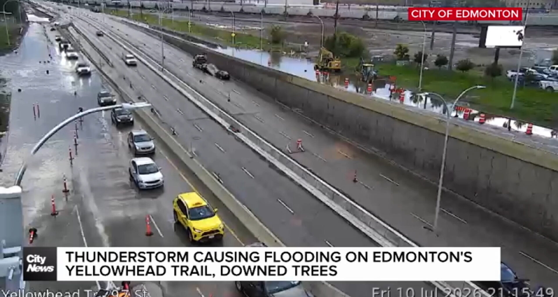 Severe thunderstorm floods Edmonton festival, highway