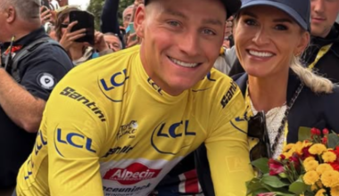 Roxanne Bertels, Mathieu van der Poel's girlfriend, at the Tour de France